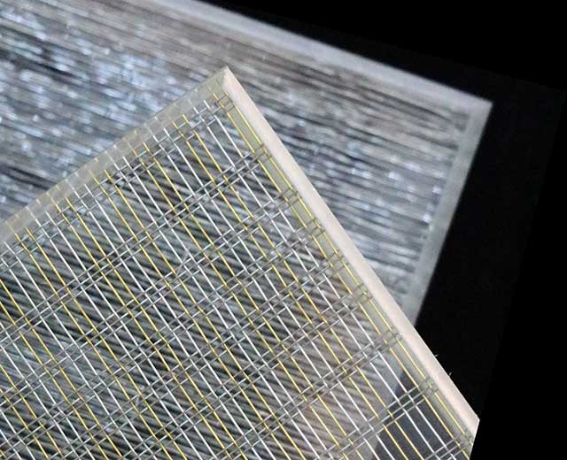 metal mesh lamination, metal mesh glass, metal mesh laminated glass, laminated glass metal mesh, metal mesh lamination services